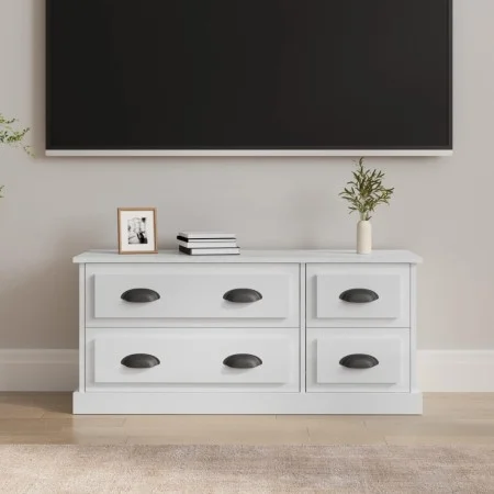 Glossy white plywood TV cabinet 100x35.5x45 cm by vidaXL, TV Furniture - Ref: Foro24-816450, Price: 65,38 €, Discount: %