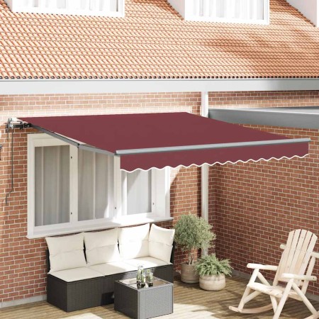 Toldo retráctil automático burdeos 300x250 cm