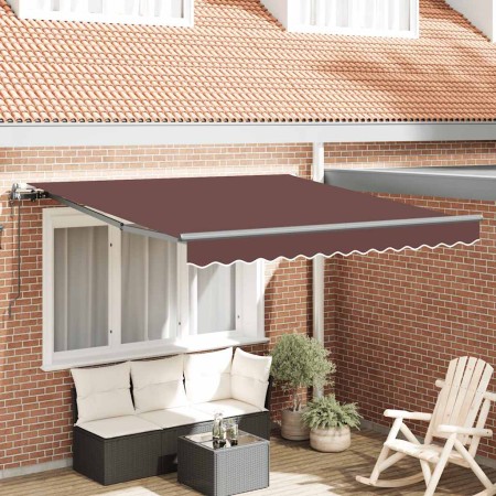 Toldo retráctil automático burdeos 300x250 cm