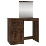 Tocador y espejo madera contrachapada roble humo 90x50x132,5 cm de vidaXL, Tocadores para dormitorios - Ref: Foro24-816765, P...