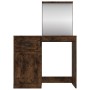 Tocador y espejo madera contrachapada roble humo 90x50x132,5 cm de vidaXL, Tocadores para dormitorios - Ref: Foro24-816765, P...