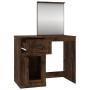 Tocador y espejo madera contrachapada roble humo 90x50x132,5 cm de vidaXL, Tocadores para dormitorios - Ref: Foro24-816765, P...