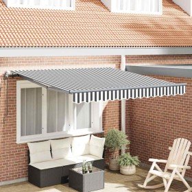Toldo retráctil automático gris antracita y blanco 300x250 cm Toldo retráctil automático gris antracita y blanco 300x250 cm