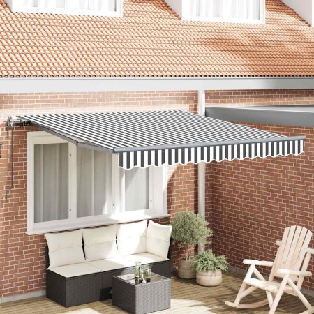Toldo retráctil automático gris antracita y blanco 300x250 cm