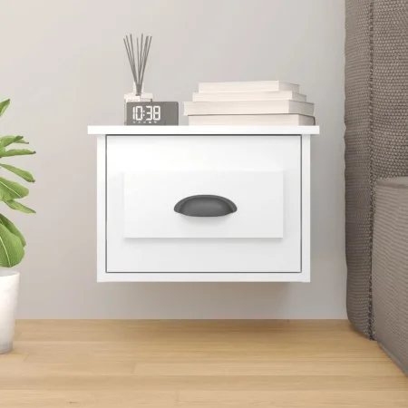 Mesita de noche de pared blanco brillante 41,5x36x28 cm de vidaXL, Mesitas de noche - Ref: Foro24-816380, Precio: 33,28 €, De...