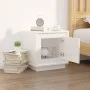 Mesita de noche madera contrachapada blanco brillo 44x35x45 cm de vidaXL, Mesitas de noche - Ref: Foro24-819840, Precio: 38,4...