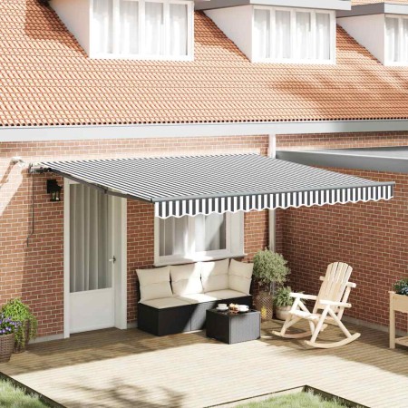Toldo retráctil automático luz LED antracita y blanco 400x300cm