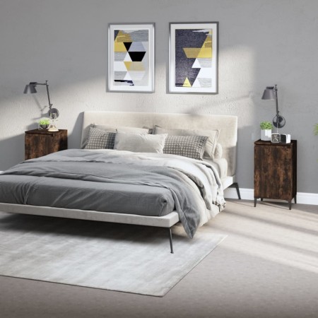 Bedside tables 2 units plywood oak smoke 40x35x70 cm by vidaXL, Nightstands - Ref: Foro24-819655, Price: 78,21 €, Discount: %