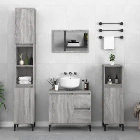Armario de baño madera contrachapada gris Sonoma 65x33x60 cm de vidaXL, Muebles de baño - Ref: Foro24-819834, Precio: 68,04 €...