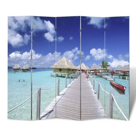 Folding screen divider 200x170 cm beach by vidaXL, Room dividers - Ref: Foro24-240478, Price: 127,33 €, Discount: %