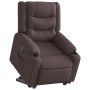 Sillón reclinable elevable tela marrón oscuro