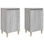 Mesitas de noche 2 uds madera contrachapada gris 40x35x70 cm