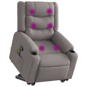Sillón reclinable de masaje elevable tela gris taupé Sillón reclinable de masaje elevable tela gris taupé