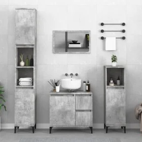 Armario de baño madera contrachapada gris hormigón 65x33x60 cm de vidaXL, Muebles de baño - Ref: Foro24-819832, Precio: 69,61...