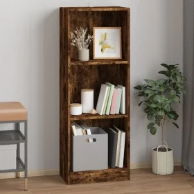 3-tier smoked oak plywood shelf 40x24x109 cm by vidaXL, Bookcases and shelves - Ref: Foro24-819254, Price: 37,11 €, Discount: %