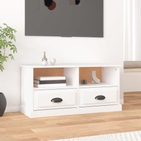 Mueble para TV madera contrachapada blanco 93x35,5x45 cm