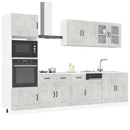 Mueble cocina Kalmar gris hormigón 7 pzas madera contrachapada en Armarios de cocina | Comprar online en Foro24