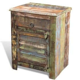Side table with 1 drawer and 1 recycled wood door by vidaXL, Nightstands - Ref: Foro24-240950, Price: 197,18 €, Discount: %