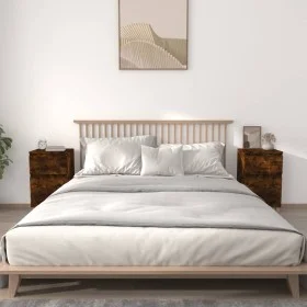 Mesitas de noche 2 uds color roble ahumado 40x35x70 cm de vidaXL, Mesitas de noche - Ref: Foro24-819703, Precio: 56,56 €, Des...