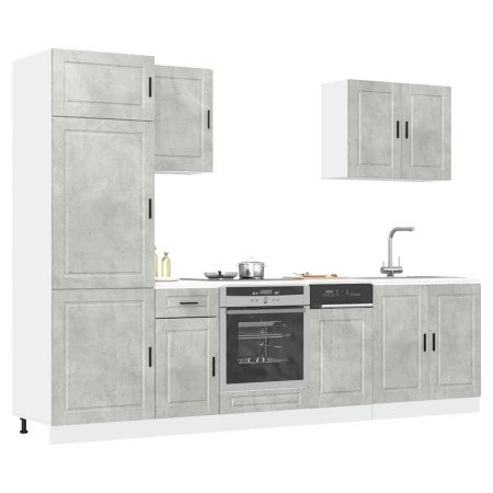 Conjunto de armarios de cocina "Porto" de 7 piezas en madera de ingeniería gris hormigón en Armarios de cocina | Comprar online 