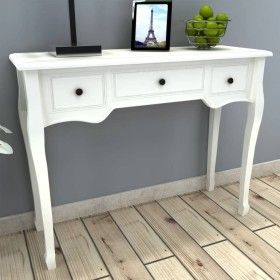 Konsolentisch Schminktisch mit drei weißen Schubladen von vidaXL, Seitentische - Ref: Foro24-241143, Preis: 156,15 €, Rabatt: %