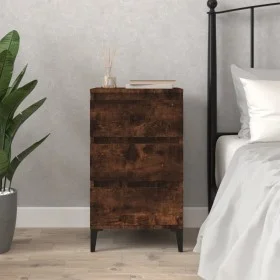 Mesita de noche madera contrachapada roble ahumado 40x35x70 cm de vidaXL, Mesitas de noche - Ref: Foro24-819673, Precio: 55,0...