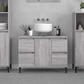 Sonoma grauer Sperrholz-Waschbeckenschrank 80x33x60 cm von vidaXL, Badezimmerwaschtische - Ref: Foro24-821282, Preis: 93,59 €...