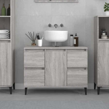 Sonoma gray plywood sink cabinet 80x33x60 cm by vidaXL, bathroom vanities - Ref: Foro24-821282, Price: 94,43 €, Discount: %