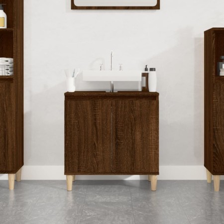 Plywood oak brown bathroom cabinet 58x33x60 cm by vidaXL, bathroom vanities - Ref: Foro24-821259, Price: 50,47 €, Discount: %