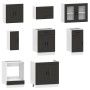 Mueble de cocina Kalmar negra 8 piezas madera contrachapada