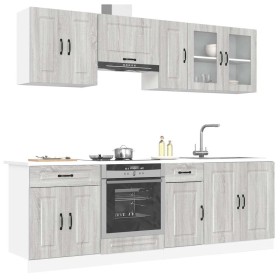 Mueble cocina Kalmar sonoma gris 8 pzas madera contrachapada