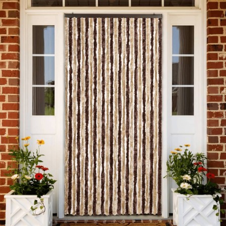 Cortina mosquitera beige y marrón claro 100x220 cm chenilla