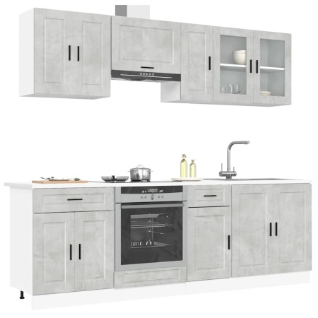 Conjunto de armarios de cocina "Porto" de 8 piezas en madera de