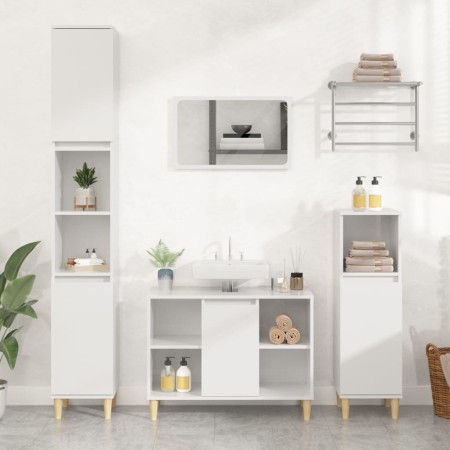 Sperrholz Waschbecken Schrank glänzend weiß 80x33x60cm von vidaXL, Badezimmerwaschtische - Ref: Foro24-821286, Preis: 76,25 €...