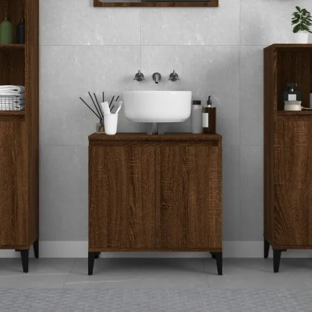 Armario de lavabo madera contrachapada roble marrón 58x33x60 cm de vidaXL, Tocadores de baño - Ref: Foro24-821267, Precio: 59...