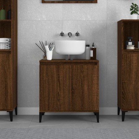 Armario de lavabo madera contrachapada roble marrón 58x33x60 cm de vidaXL, Tocadores de baño - Ref: Foro24-821267, Precio: 61...