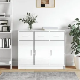 Glossy white engineered wood sideboard 91x28x75 cm by vidaXL, Sideboards - Ref: Foro24-823010, Price: 129,47 €, Discount: %