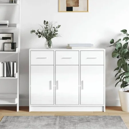 Glossy white engineered wood sideboard 91x28x75 cm by vidaXL, Sideboards - Ref: Foro24-823010, Price: 129,47 €, Discount: %