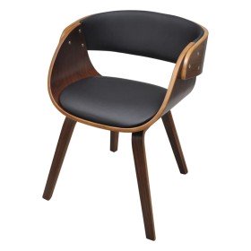 Silla de comedor de madera curvada y cuero sintético Silla de comedor de madera curvada y cuero sintético