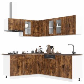Mueble cocina Porto roble ahumado 11 pzas madera contrachapada
