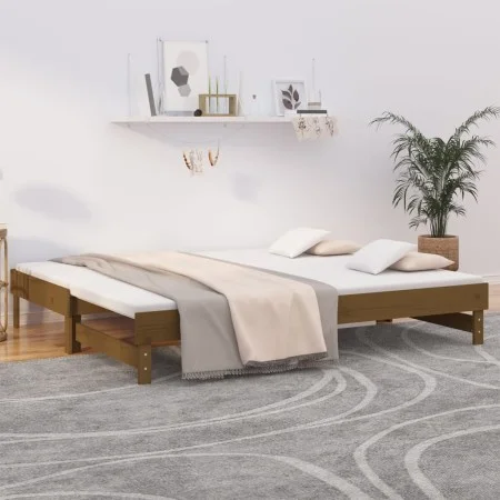 Removable sofa bed in honey brown pine wood 2x(80x200) cm by vidaXL, Beds and slatted bases - Ref: Foro24-823387, Price: 135,...