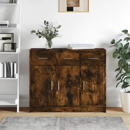 Smoked oak engineered wood sideboard 91x28x75 cm by vidaXL, Sideboards - Ref: Foro24-823013, Price: 101,01 €, Discount: %