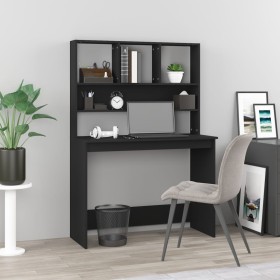Schreibtisch mit Regalen aus schwarzem Sperrholz, 102 x 45 x 148 cm von vidaXL, Schreibtische - Ref: Foro24-823001, Preis: 78...
