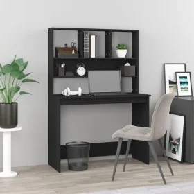 Schreibtisch mit Regalen aus schwarzem Sperrholz, 102 x 45 x 148 cm von vidaXL, Schreibtische - Ref: Foro24-823001, Preis: 76...