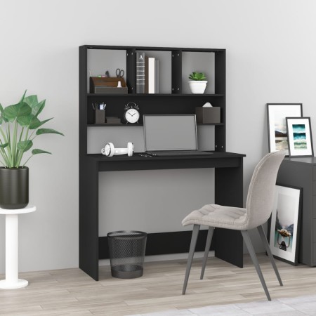 Escritorio con estantes madera contrachapada negro 102x45x148cm de vidaXL, Escritorios - Ref: Foro24-823001, Precio: 77,90 €,...
