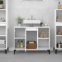 Armario de lavabo madera contrachapada blanco brillo 80x33x60cm de vidaXL, Tocadores de baño - Ref: Foro24-821294, Precio: 62...
