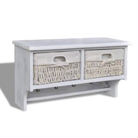 Estante de pared de madera de Paulownia blanco 60x23,5x33 cm Estante de pared de madera de Paulownia blanco 60x23,5x33 cm