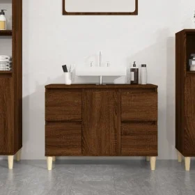 Waschbeckenschrank aus braunem Eichensperrholz, 80 x 33 x 60 cm von vidaXL, Badezimmerwaschtische - Ref: Foro24-821275, Preis...