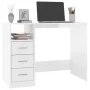 Escritorio con cajones contrachapada blanco brillo 102x50x76cm de vidaXL, Escritorios - Ref: Foro24-823034, Precio: 118,39 €,...