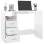 Escritorio con cajones contrachapada blanco brillo 102x50x76cm de vidaXL, Escritorios - Ref: Foro24-823034, Precio: 118,39 €,...